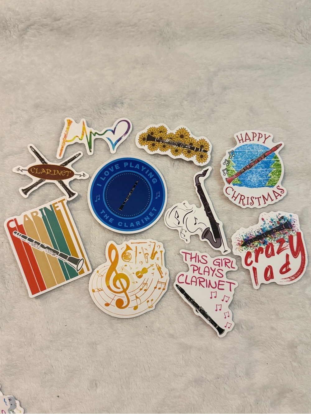 💜 CLARINET PLAYERS ROCK!!! Clarinet Pack of 10 Stickers